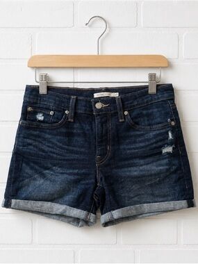 Levis Dark Wash Denim Mid rise Rolled-Hem Women's Shorts